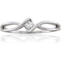 10k White Gold Princess-cut Diamond Promise Ring (1/10 cttw, I-J, I1-I2)