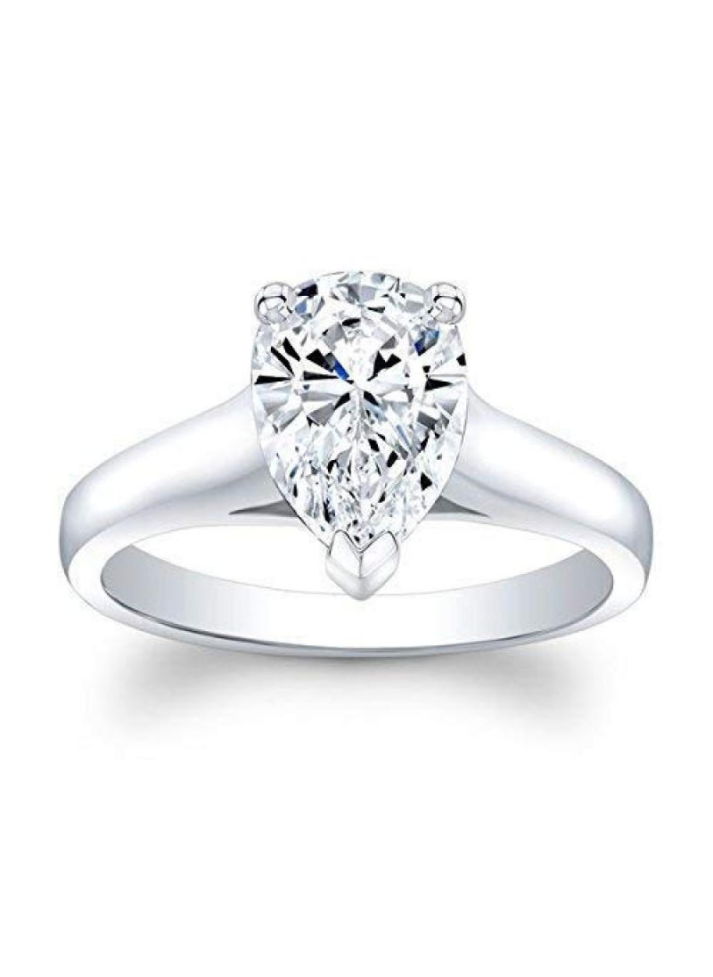 Women's Pear Brilliant White Sapphire Engagement r...